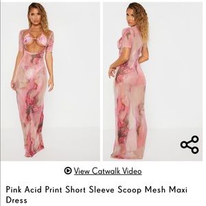 PLT Pink Acid Mesh Coverup & Bikini set